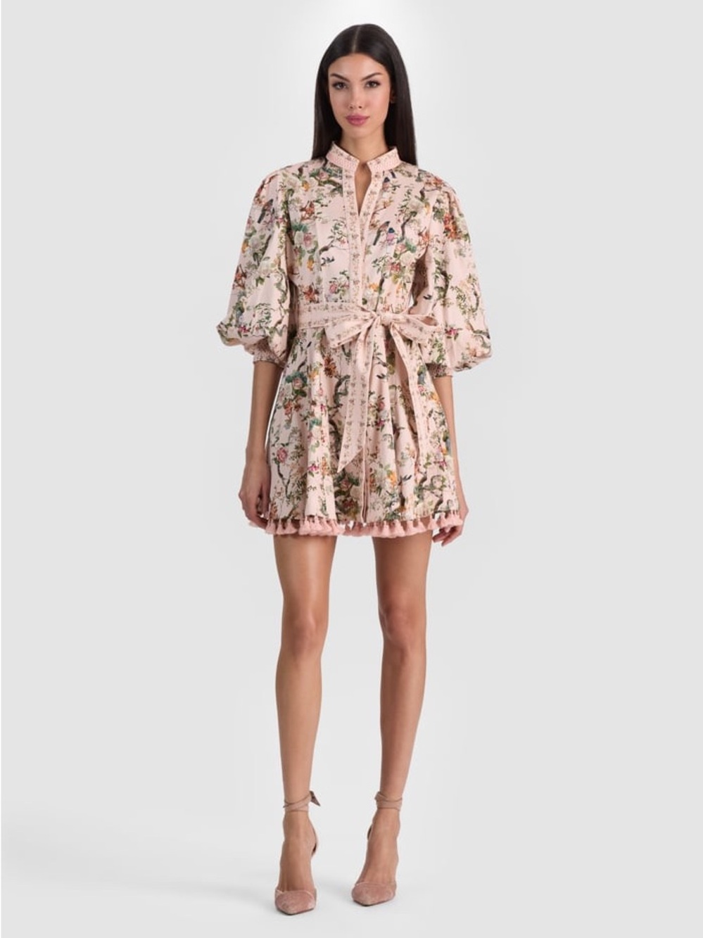 new Alice and Olivia LUCY MINI SHIRT DRESS COLOR Sunset Grove English Rose - Picture 5 of 13